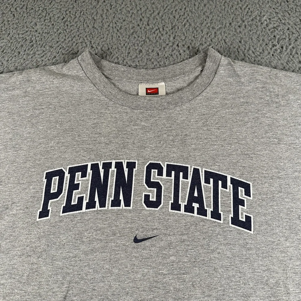 Vtg Nike Penn State Shirt Mens XL Gray Team Logo College NCAA Graphic Tee Y2K